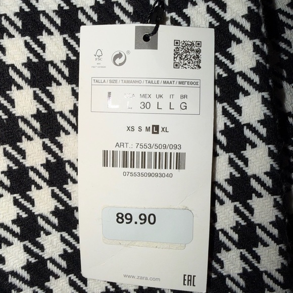Zara Black and White Houndstooth Women's Blazer - Picture 2 of 2